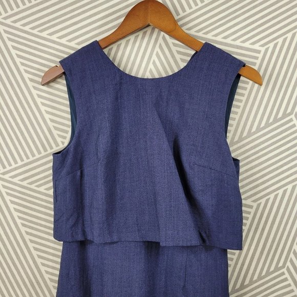 Banana Republic Dress size 4 career party Wool Blend business Ruffle Back Navy - Picture 3 of 7